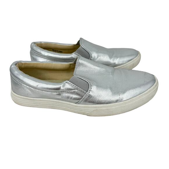J. Crew silver metallic slip on sneakers shoes size 6 - Picture 1 of 8